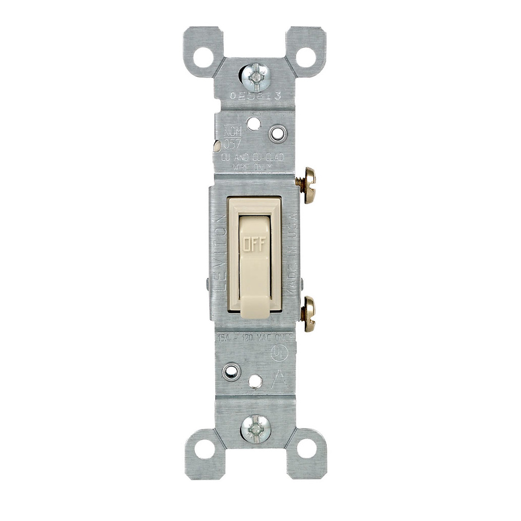 Apagador de palanca vertical 15 A 120 V marfil (Leviton)