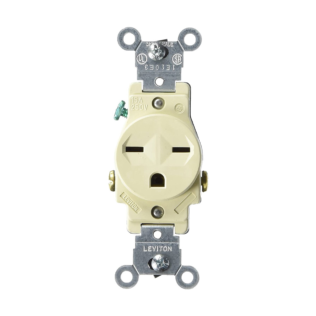 Contacto chino sencillo 250v nema 615r marfil (Leviton)