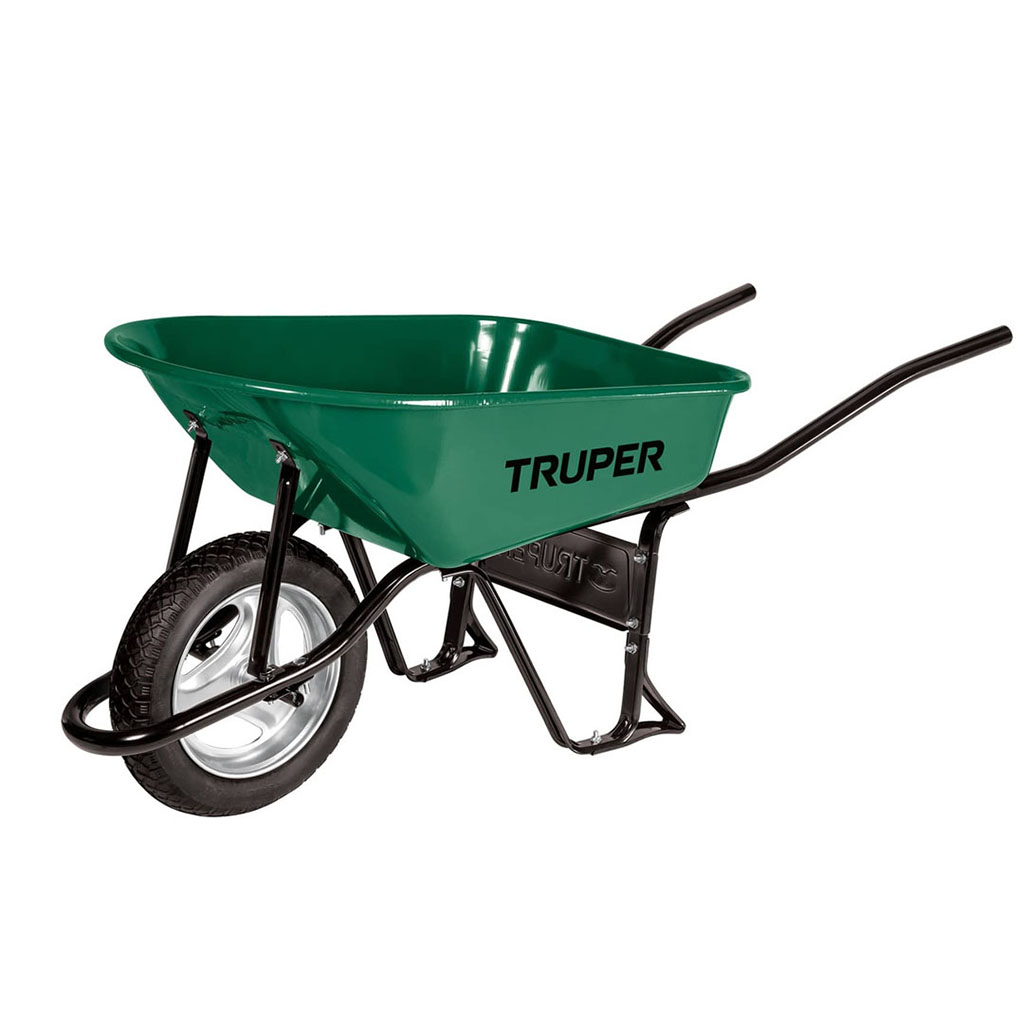 Carretilla 4.75 ft³, bandeja angosta con llanta imponchable