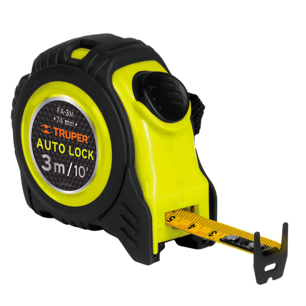 Flexómetro auto lock, 3 m, cinta de 16 mm