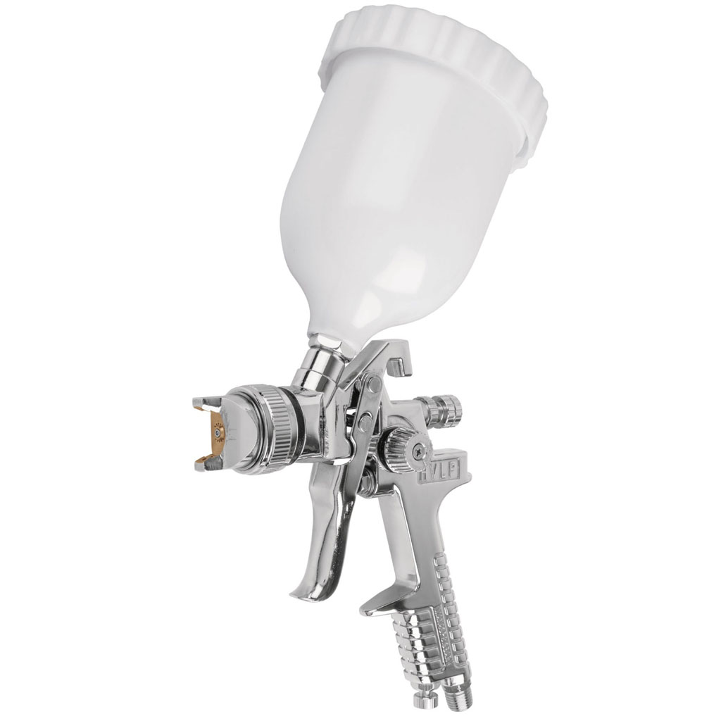 Pistola para pintar de gravedad HVLP con vaso de plástico