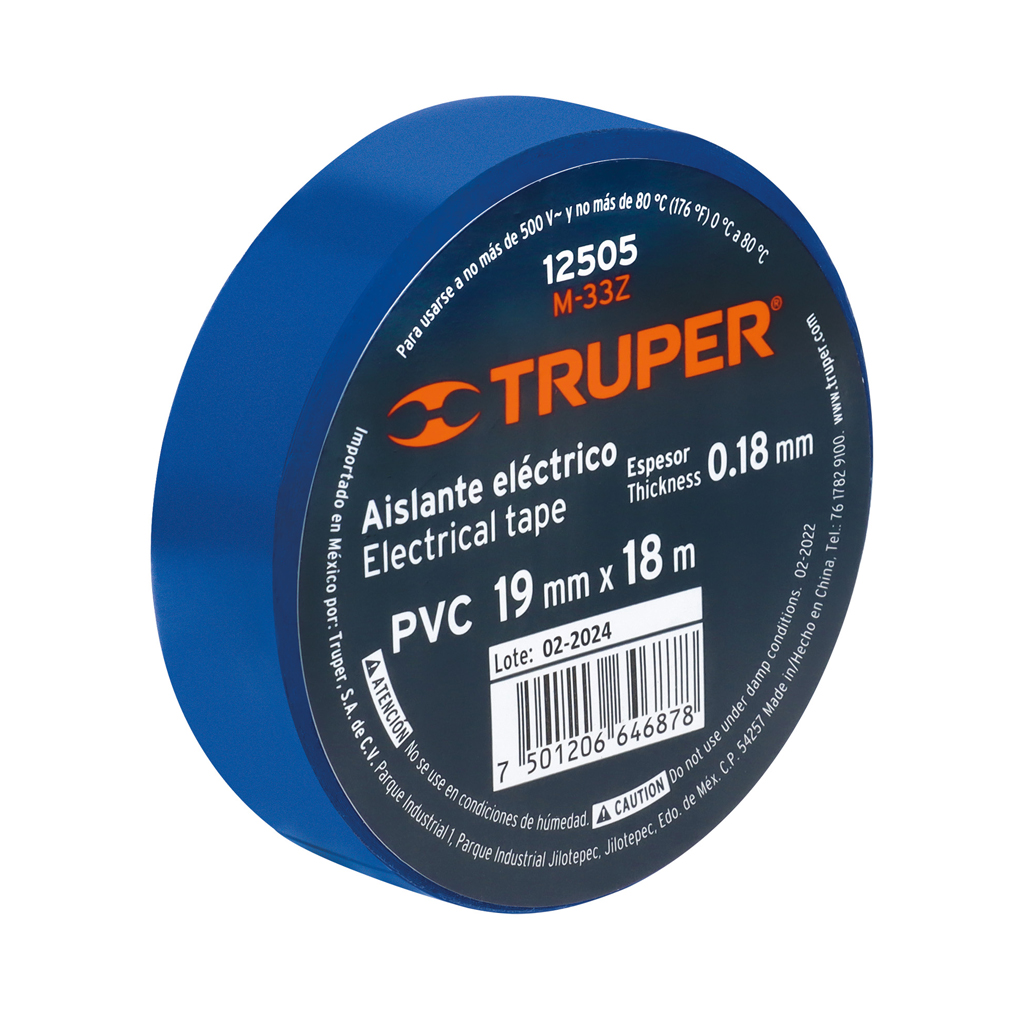 Cinta de aislar de 18 m x 19 mm, azul, Truper