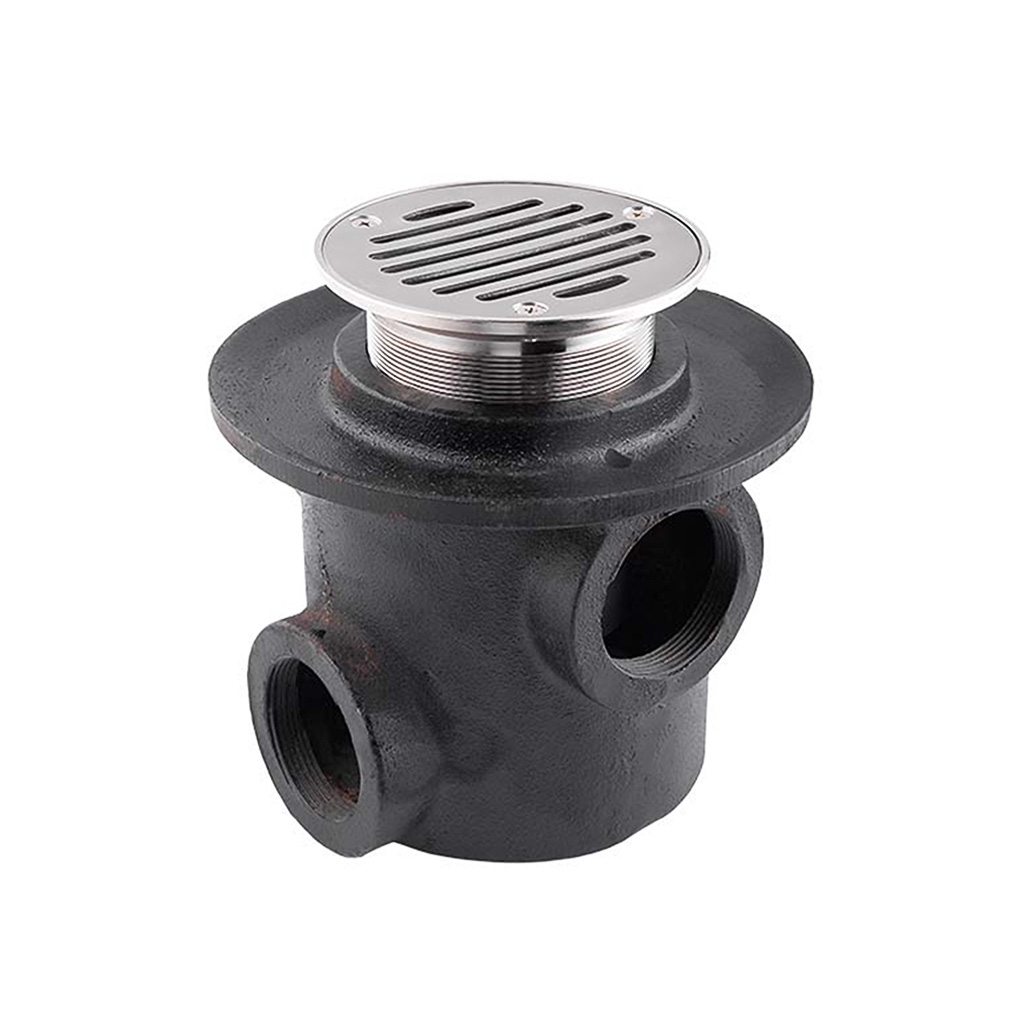 Coladera base ancha de tres bocas con rejilla redonda (Urrea)