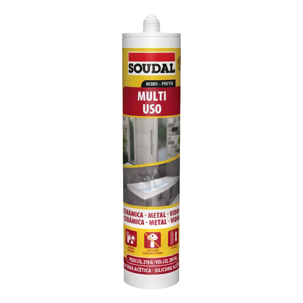 Silicón acético negro multiusos - 280 ml