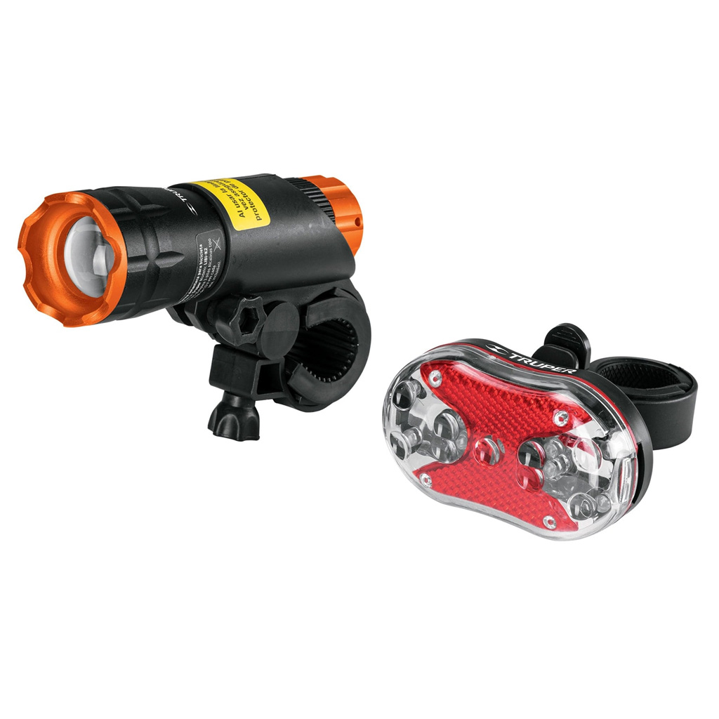 Linterna para bicicleta, delantera y trasera, kit 2 piezas (Truper)