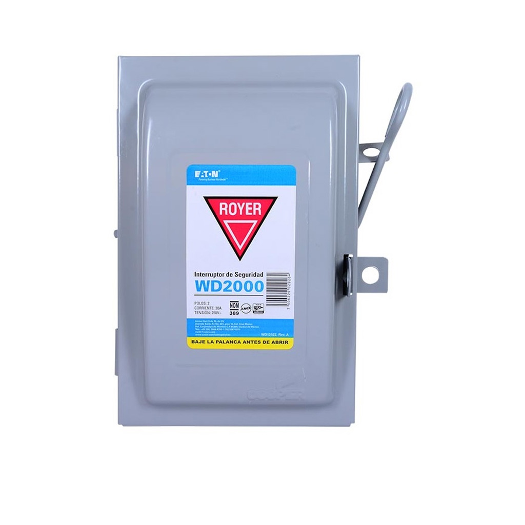 Interruptor de seguridad para cart 2 polos 30 A 250 V (Cooper)