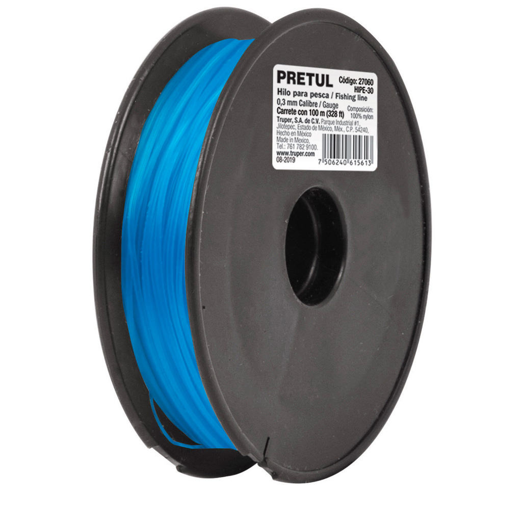 Hilo para pesca, rollo 100 m calibre 0.80 mm azul (Pretul)