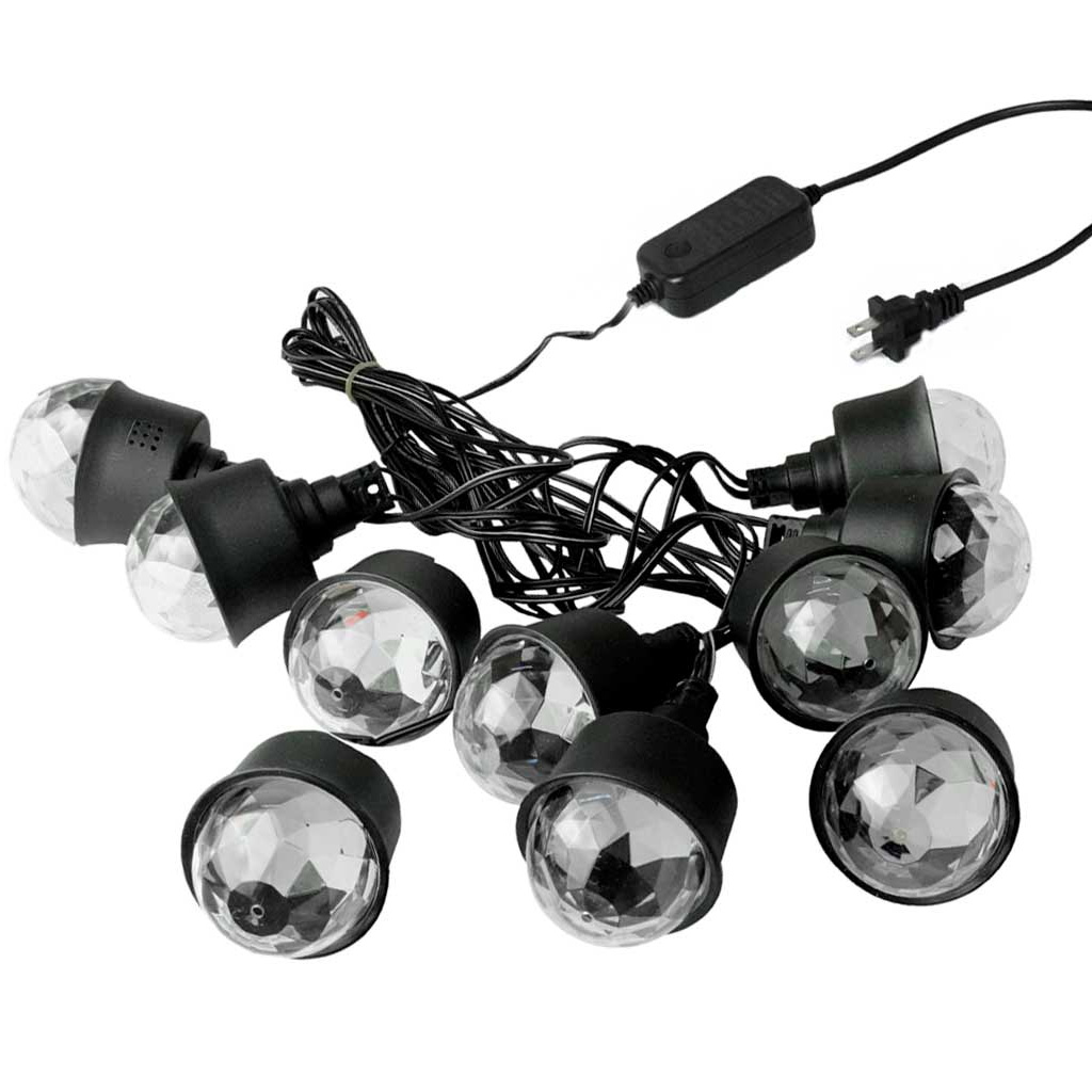 Cadena de 10 bombillas RGB IP65, 8 modos de iluminación e interruptor integrado