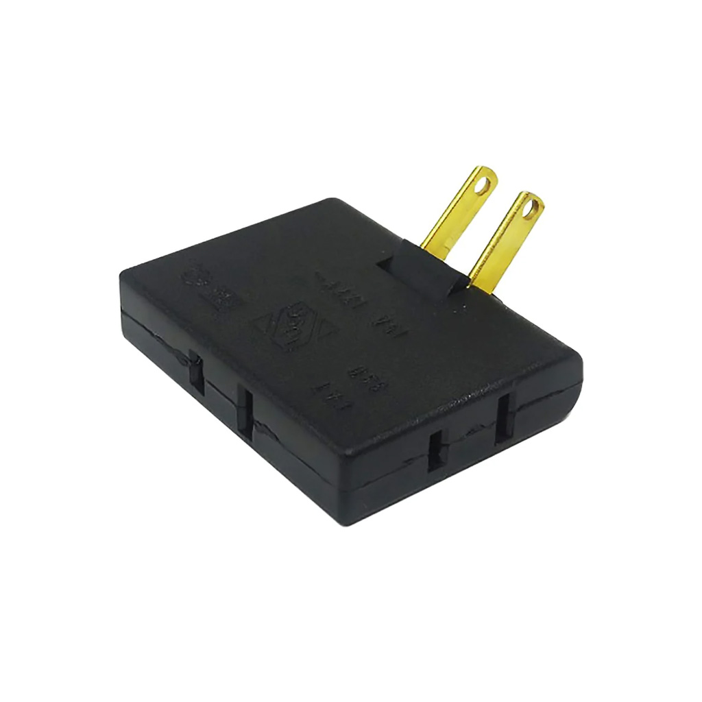 Triple con clavija móvil con bisagra en ABS negro 15 A