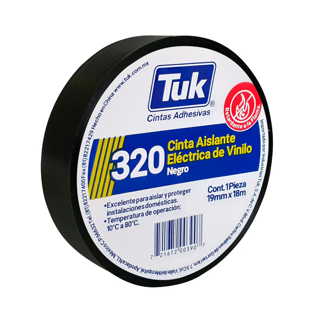 Cinta aislante eléctrica de vinil negra 19 mm x 18 m 330 (Tuk)