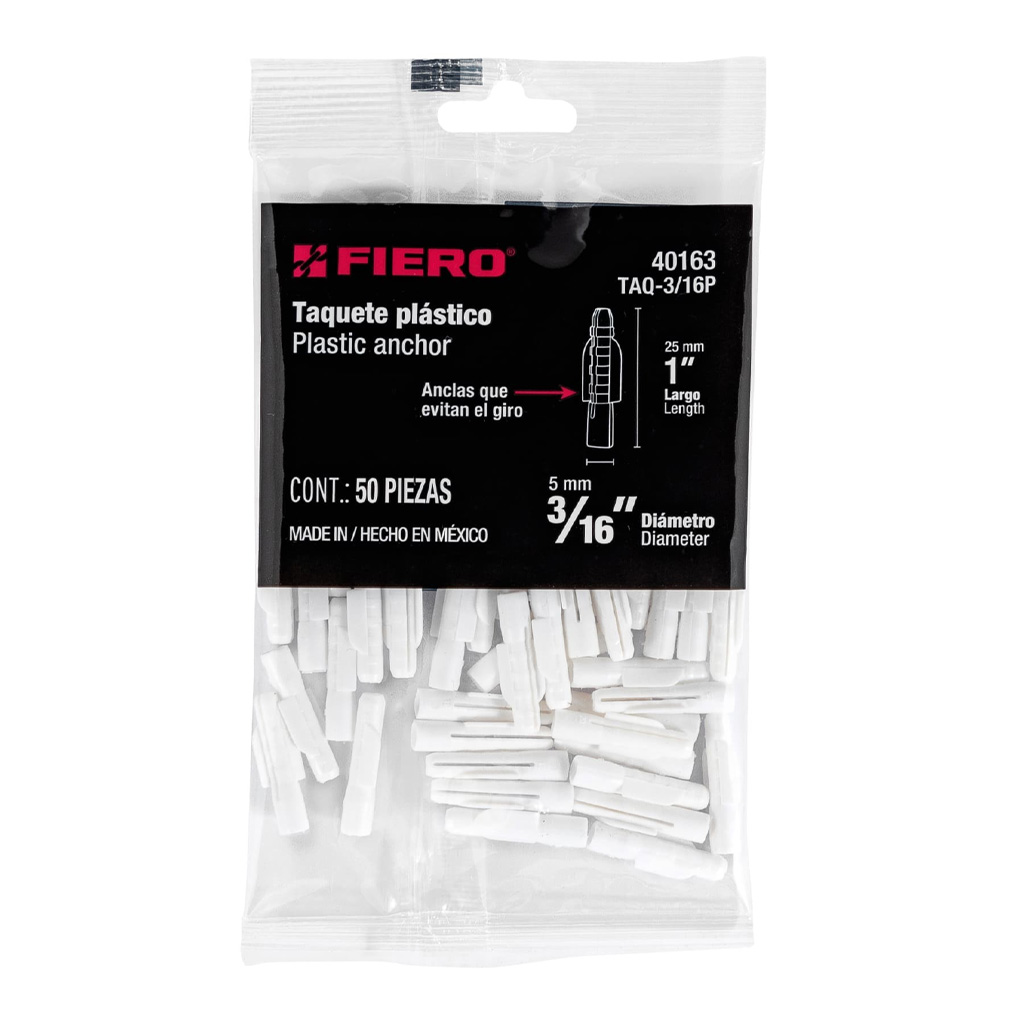 Taquete plástico 3/16