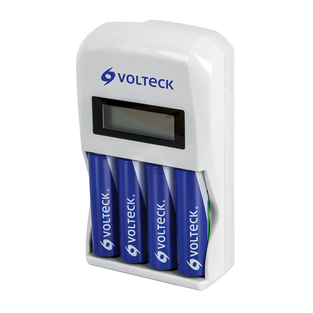 Cargador de pilas AA y AAA con 4 pilas AA (Volteck)