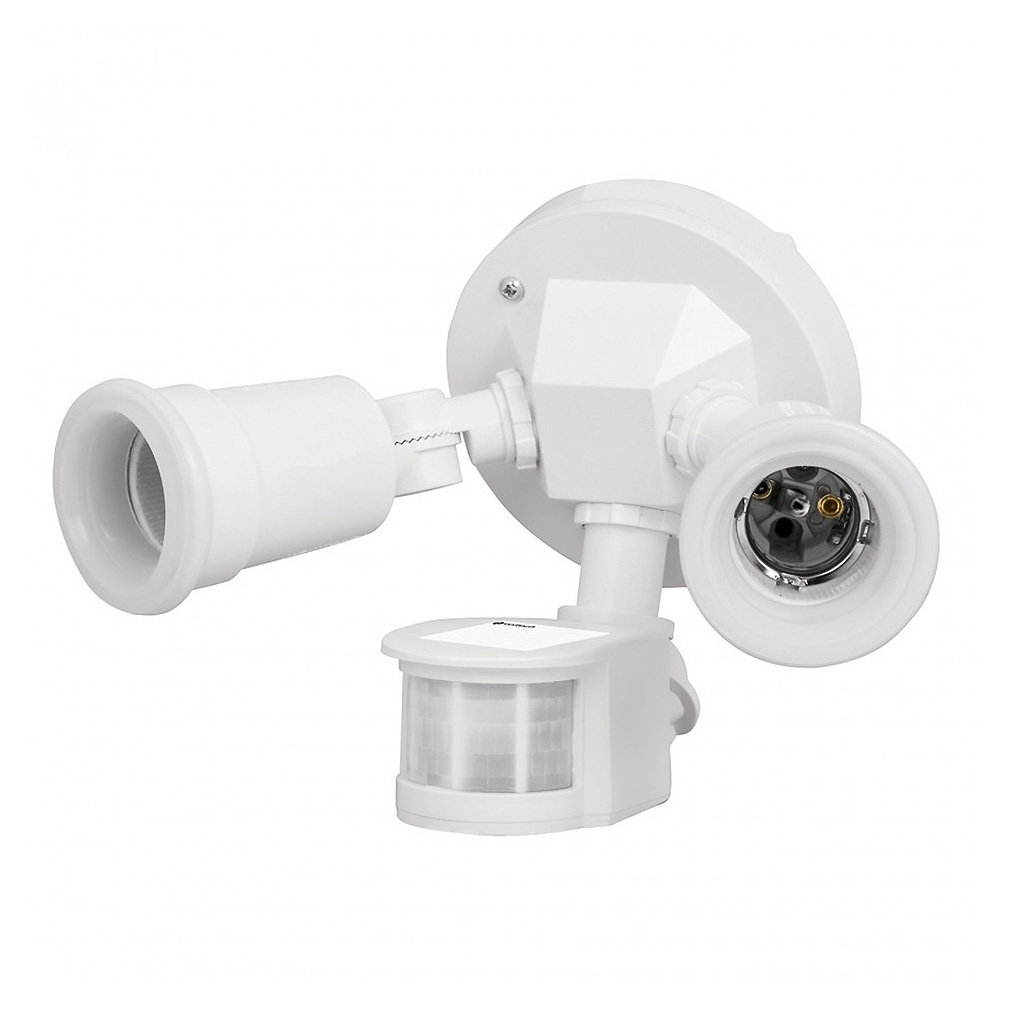 Arbotante blanco con sensor de movimiento, 2 x E26 MAX 300 W