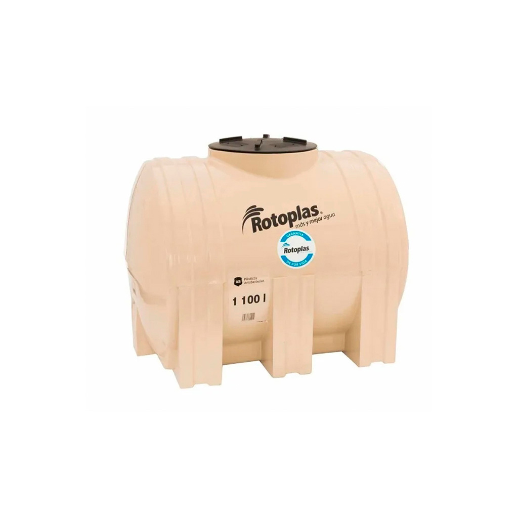 Tinaco reforzado horizontal tricapa 1100 L con filtro (Rotoplas)
