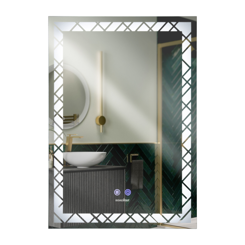 Espejo LED rectangular con desempañante 50 x 70 cm