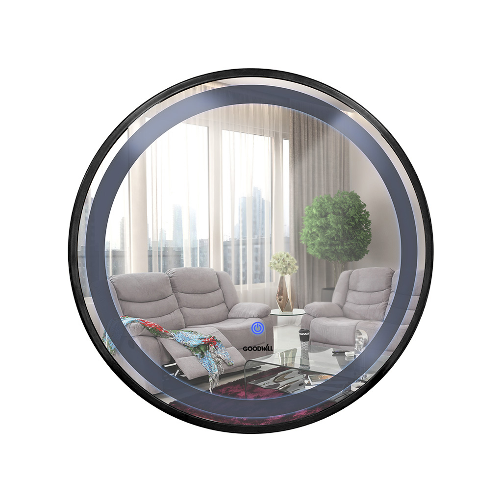 Espejo LED redondo negro 80 x 80 cm (Goodwill)