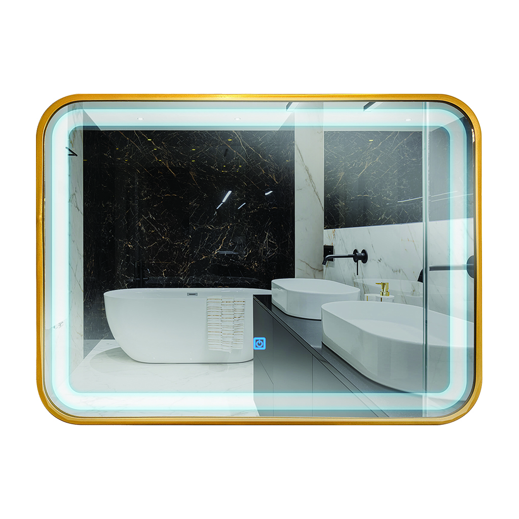 Espejo LED rectangular marco dorado 60 x 80 cm (Goodwill)