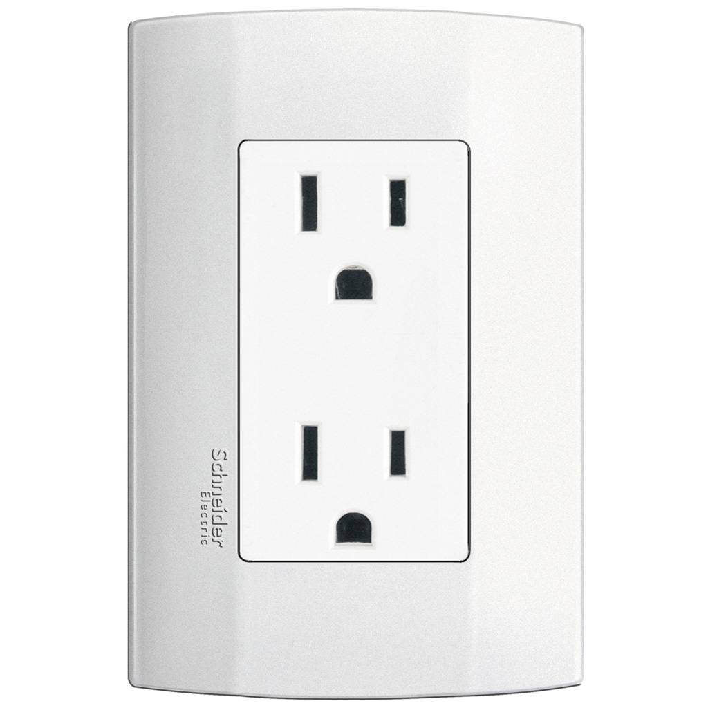 Toma duplex  2P+T 15A  127V con placa - Blanco