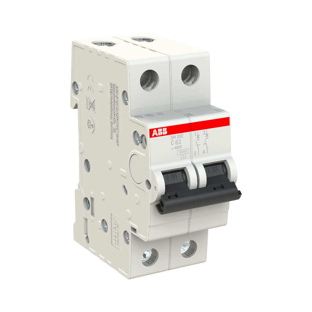 Interruptor termomagnético riel din 2 x 63A - ABB