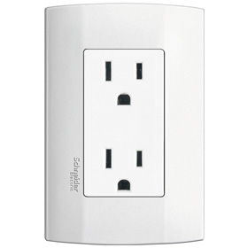 Toma duplex  2P+T 15A  127V con placa - Blanco